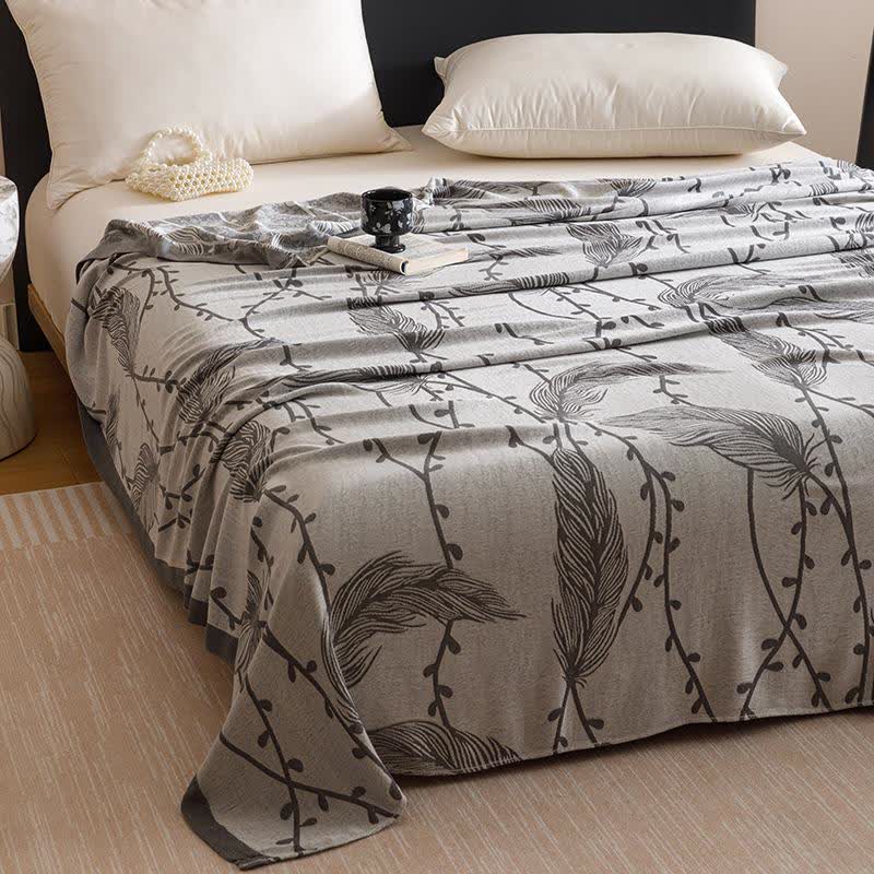 Grey Leaf Print Cooling Bedspread - image 5