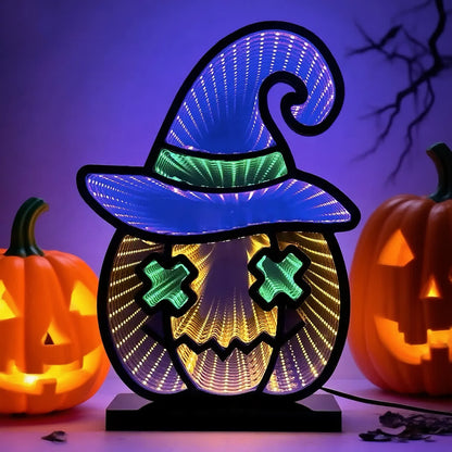 Halloween Infinity Lights Pumpkin with Hat - 2PCS - 2"W x 8"L x 11"H - image 1