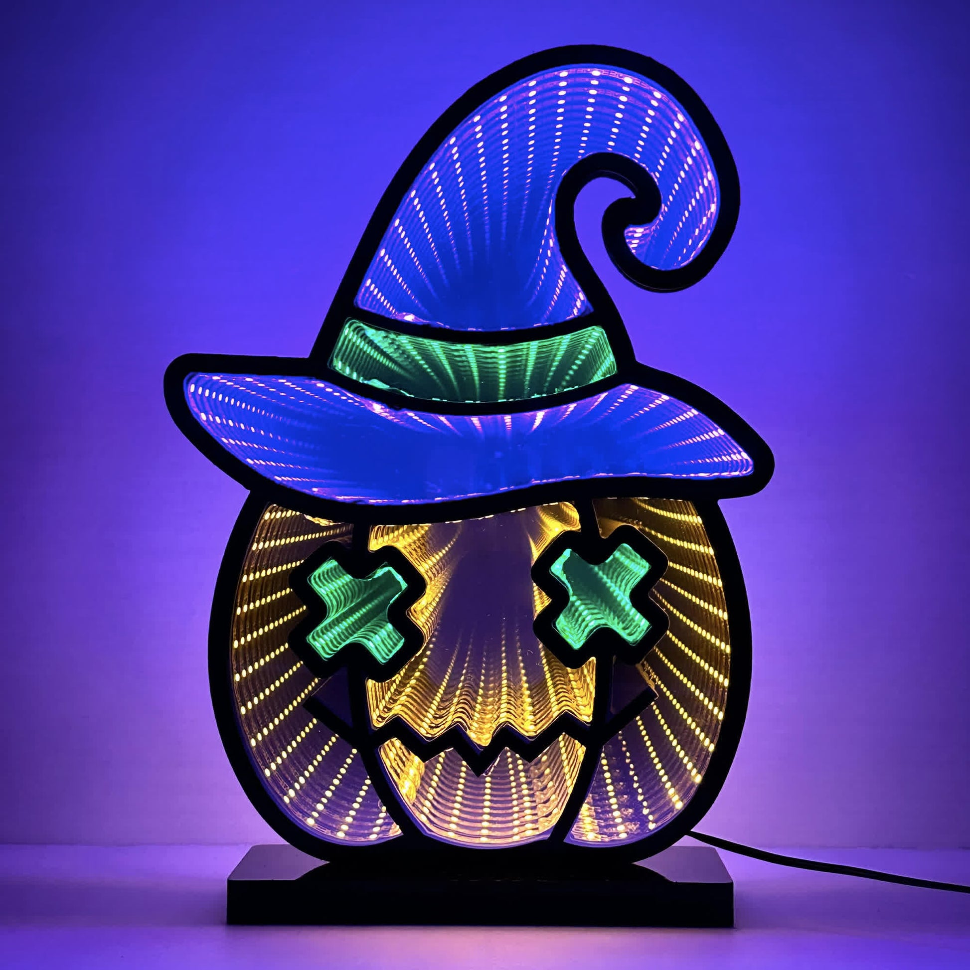 Halloween Infinity Lights Pumpkin with Hat - image 4