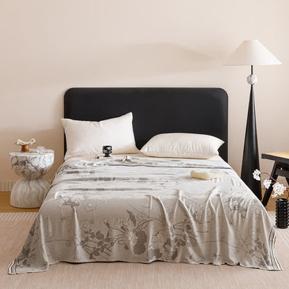 Rustic Floral Print Cooling Sheet Bedspread - Grey - Queen - image 3