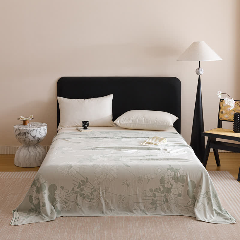 Rustic Floral Print Cooling Sheet Bedspread - Green - Queen - image 5