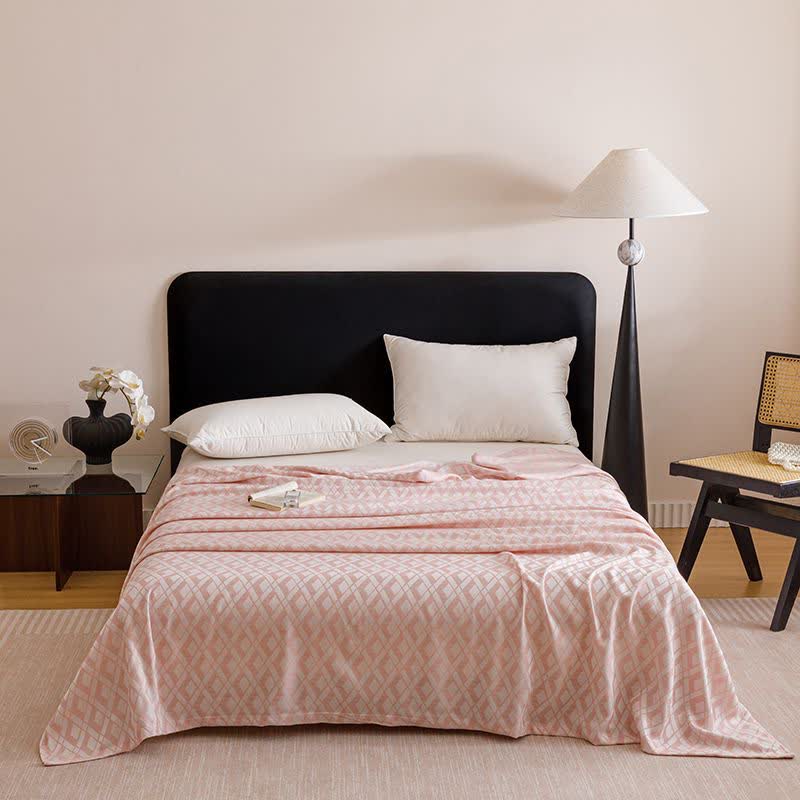 Geometric Plaid Cooling Sheet Bedspread - Pink - Queen - image 1