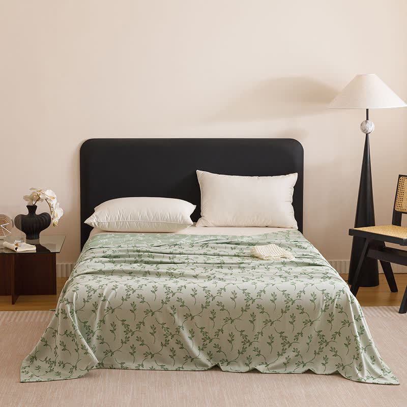 Pastoral Leaf Cooling Sheet Bedspread - Green - Queen - image 3