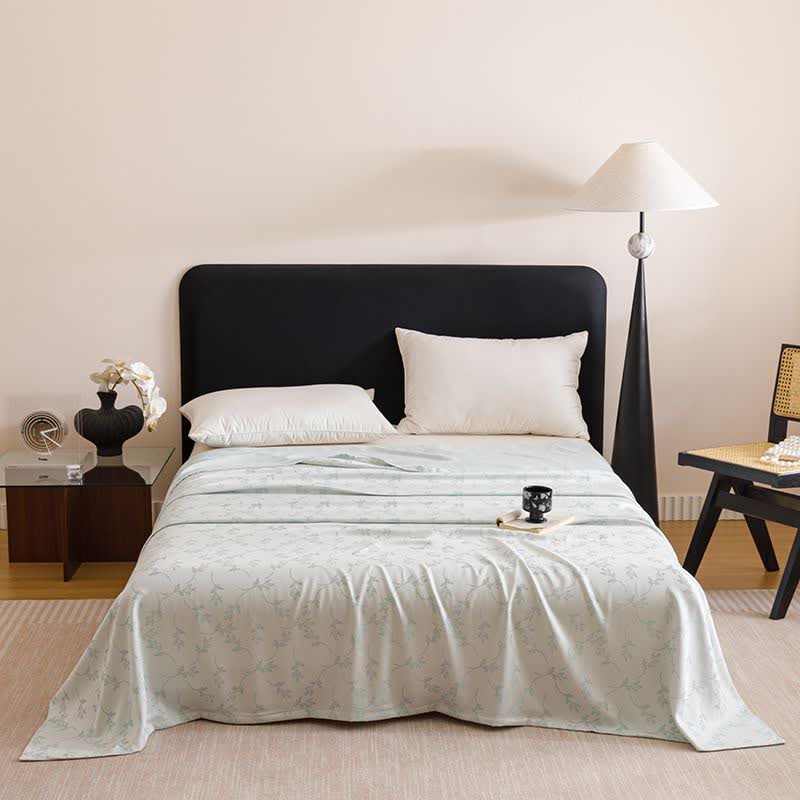 Pastoral Leaf Cooling Sheet Bedspread - Blue - Queen - image 2