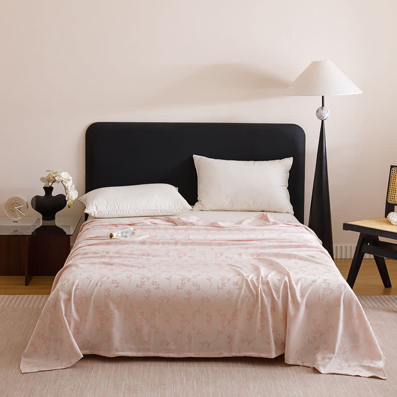 Pastoral Leaf Cooling Sheet Bedspread - Pink - Queen - image 1