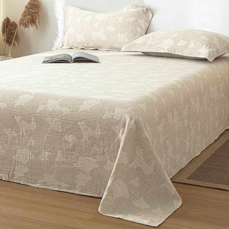 Ginkgo Leaf Textured Cotton Linen Bedspread - image 2
