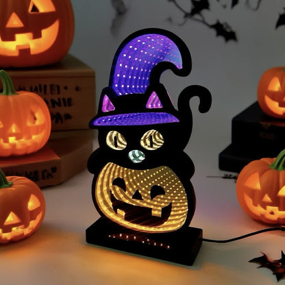3D Black Cat Pumpkin Infinity Lights - image 6