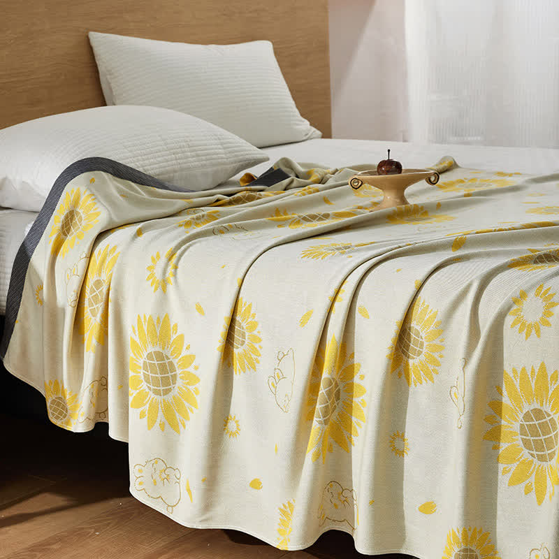 Sunflower Rabbit Cooling Sheet Bedspread - Queen - image 1