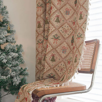 Christmas Tree & Bow Print Holiday Curtain - image 3