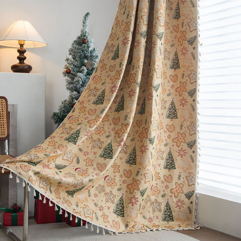 Christmas Gingerbread Man Holiday Curtain - Rod Pocket - 59" x 102" - image 1