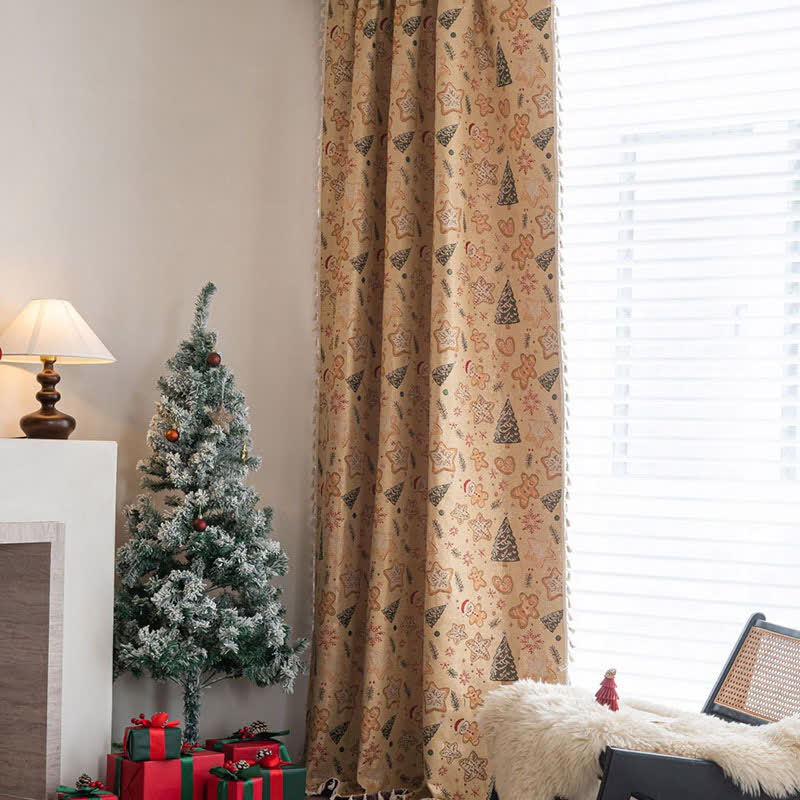 Christmas Gingerbread Man Holiday Curtain - image 2