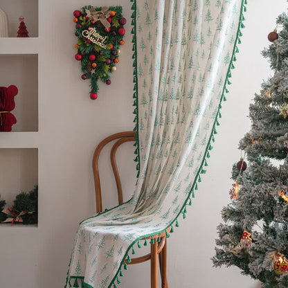 Green Fir Tree Print Curtain - image 4