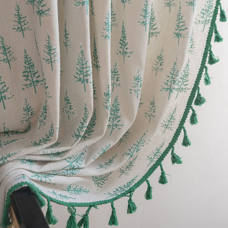 Green Fir Tree Print Curtain - image 6
