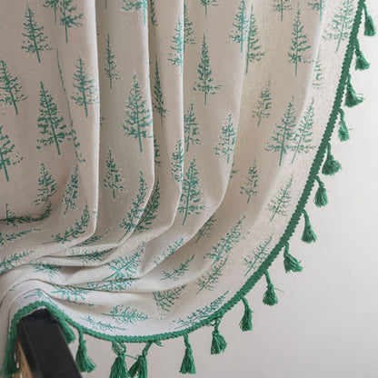 Green Fir Tree Print Curtain - image 6