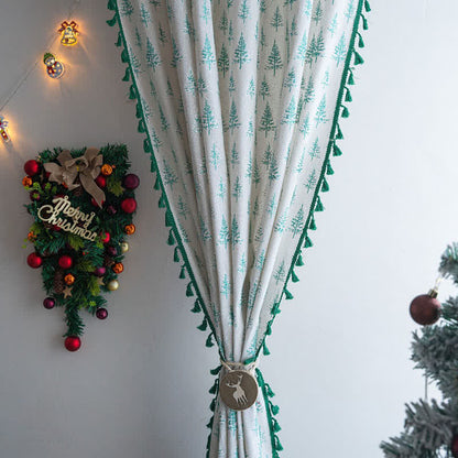 Green Fir Tree Print Curtain - image 5