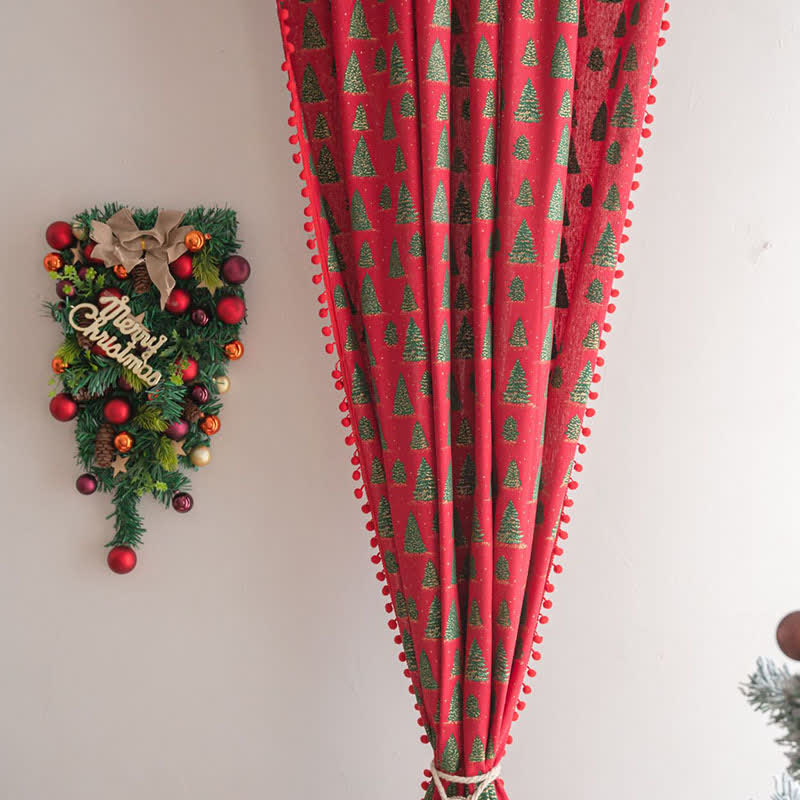 Christmas Fir Tree Holiday Curtain - image 7