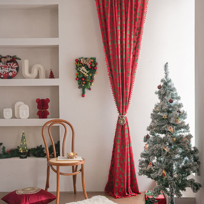Christmas Fir Tree Holiday Curtain - image 3