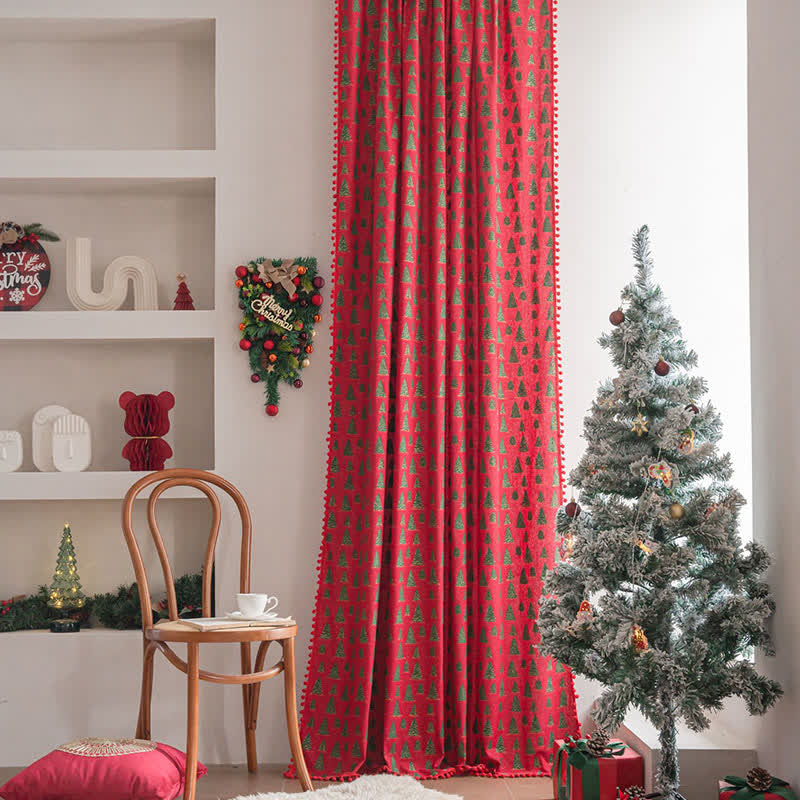 Christmas Fir Tree Holiday Curtain - image 2
