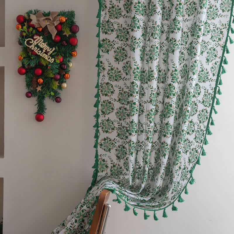 Christmas Floral Edelweiss Print Curtain - image 4