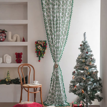 Christmas Floral Edelweiss Print Curtain - image 3