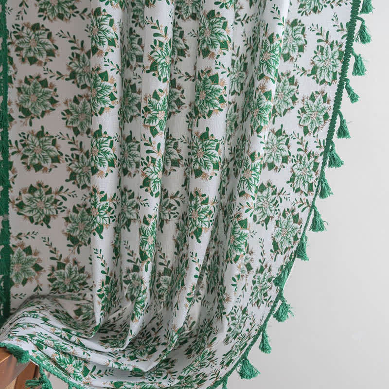 Christmas Floral Edelweiss Print Curtain - image 5