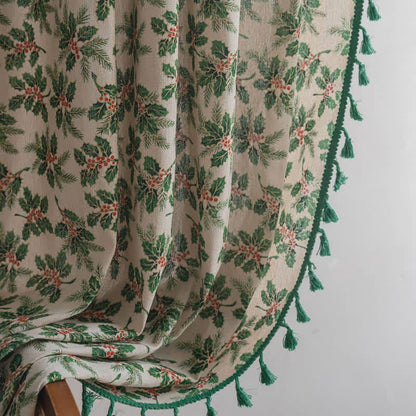 Christmas Holly Leaf Print Curtain - image 5