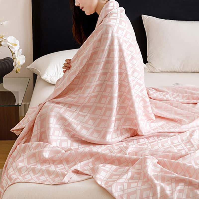 Geometric Plaid Cooling Sheet Bedspread - image 6