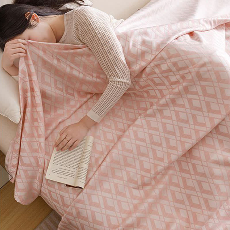 Geometric Plaid Cooling Sheet Bedspread - image 5