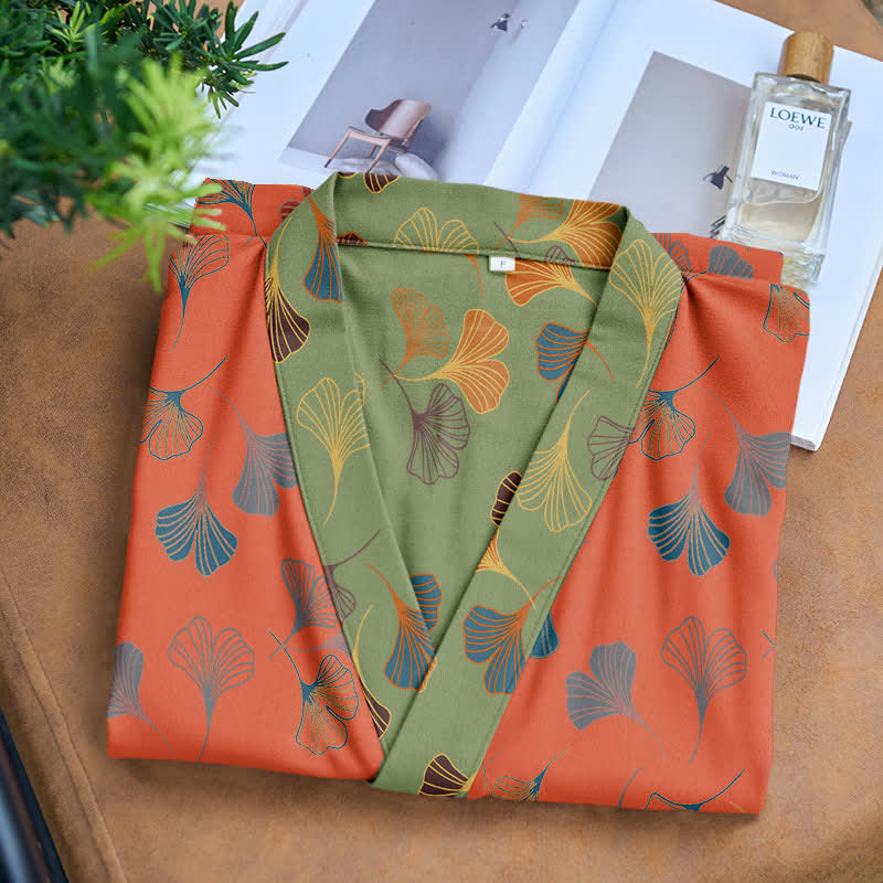 Ownkoti Ginkgo Leaf Cotton Gauze Japanese Robe - image 28