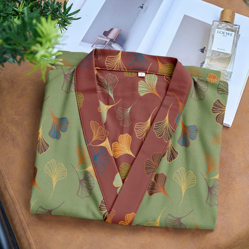 Ownkoti Ginkgo Leaf Cotton Gauze Japanese Robe - image 22