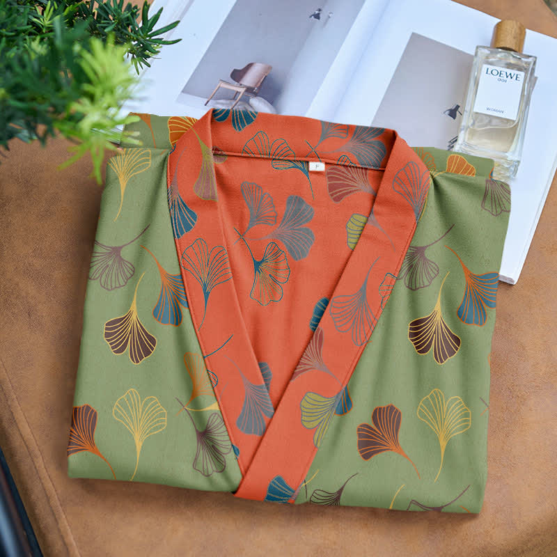 Ownkoti Ginkgo Biloba Cotton Gauze Kimono Robe - image 24
