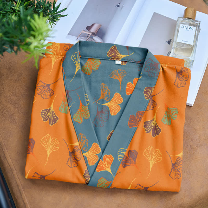 Ownkoti Ginkgo Biloba Cotton Gauze Kimono Robe - image 11