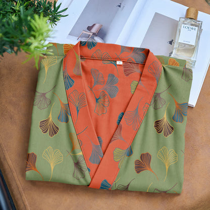 Ownkoti Ginkgo Leaf Cotton Gauze Japanese Robe - image 25