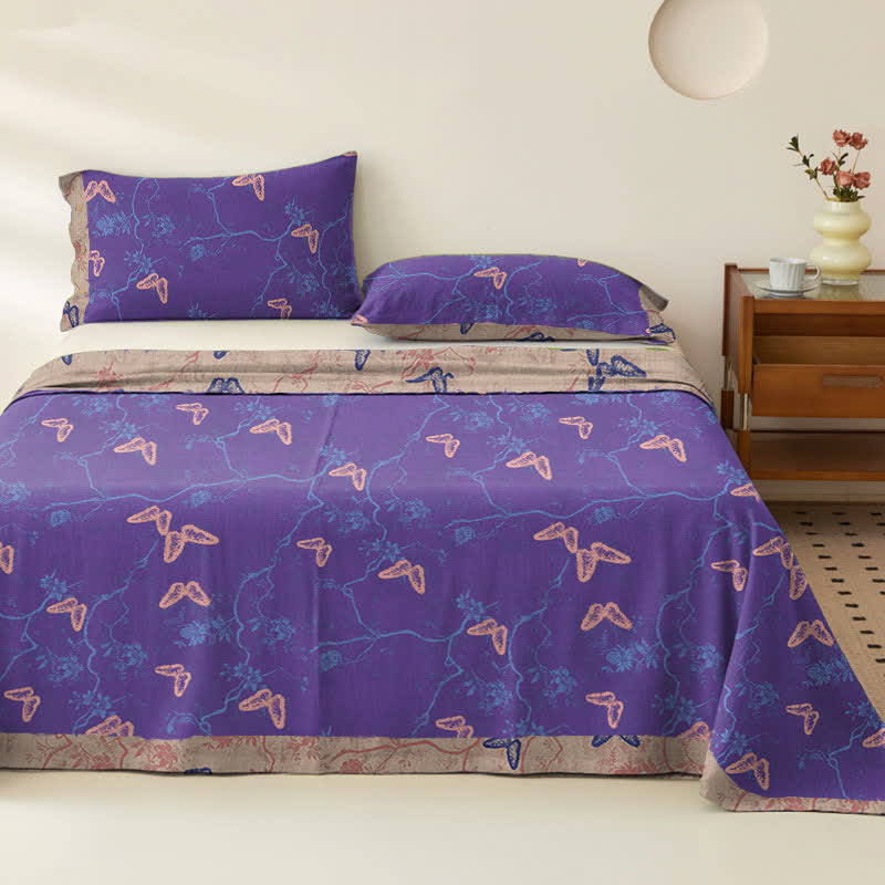 Nature-inspired Butterfly Cotton Sheet Bedspread - 2PCS Pillowcases - 41" x 20" - image 1