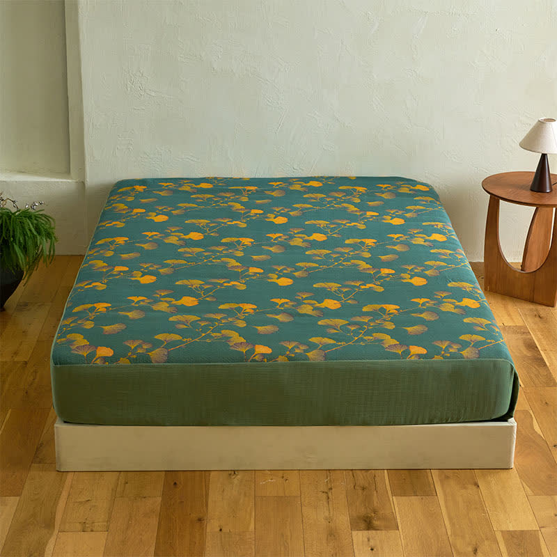 Large Ginkgo Leaf Cotton Fitted Sheet - image 5