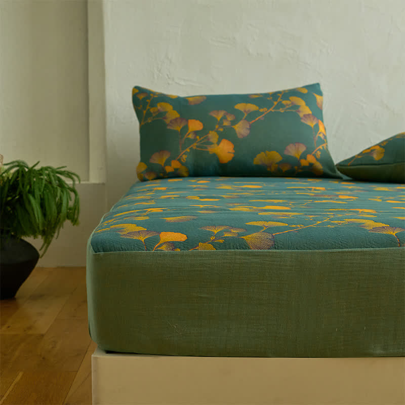 Ownkoti Large Ginkgo Leaf Cotton Fitted Sheet - image 5
