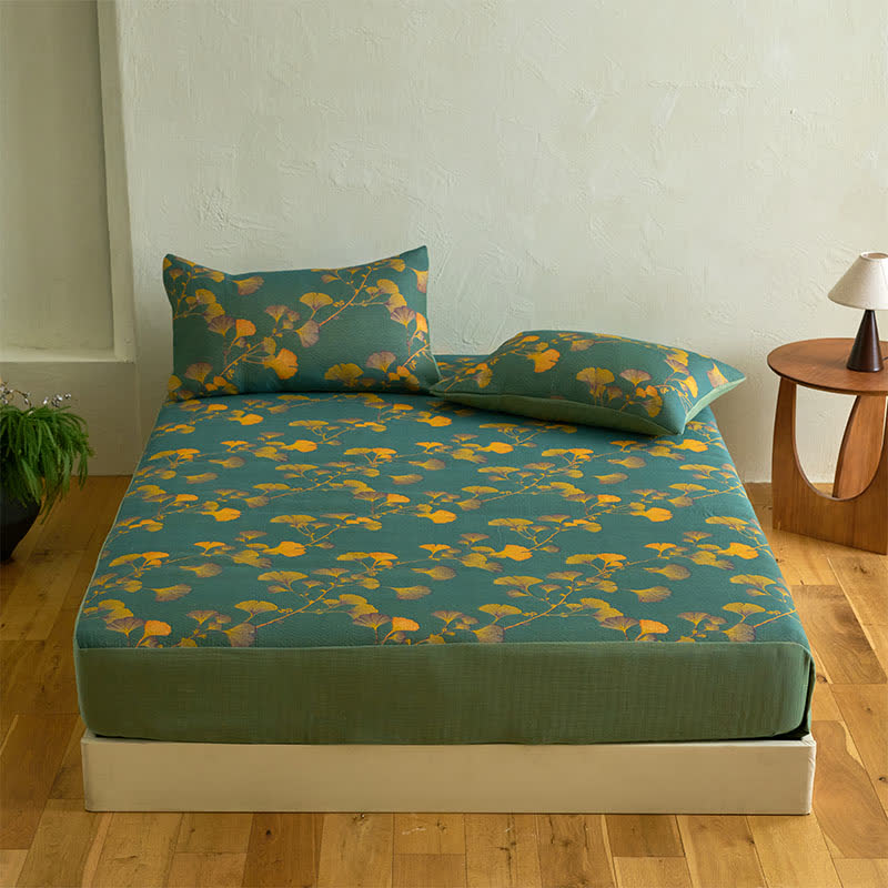 Ownkoti Large Ginkgo Leaf Cotton Fitted Sheet - image 2