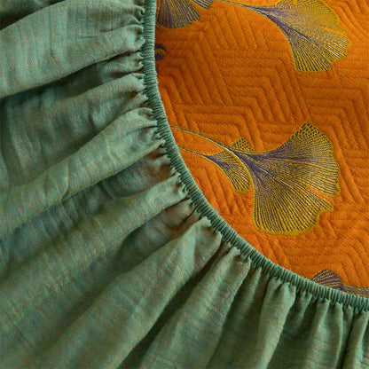 Large Ginkgo Leaf Cotton Fitted Sheet - image 10