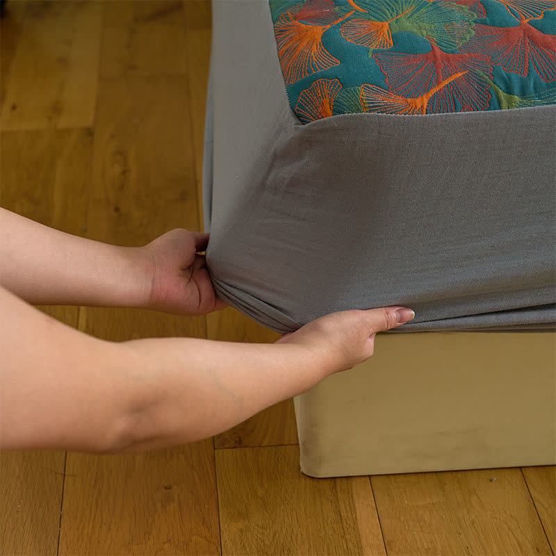 Ginkgo Leaf Cotton Gauze Fitted Sheet - image 6