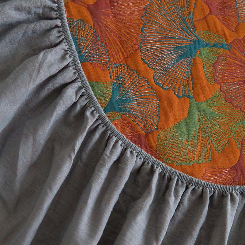 Ginkgo Leaf Cotton Gauze Fitted Sheet - image 9