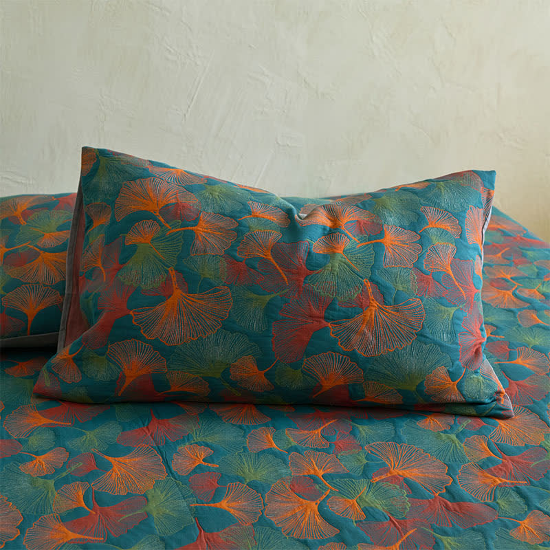 Ownkoti Ginkgo Leaf Cotton Gauze Fitted Sheet - image 4