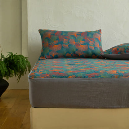 Ownkoti Ginkgo Leaf Cotton Gauze Fitted Sheet - image 3