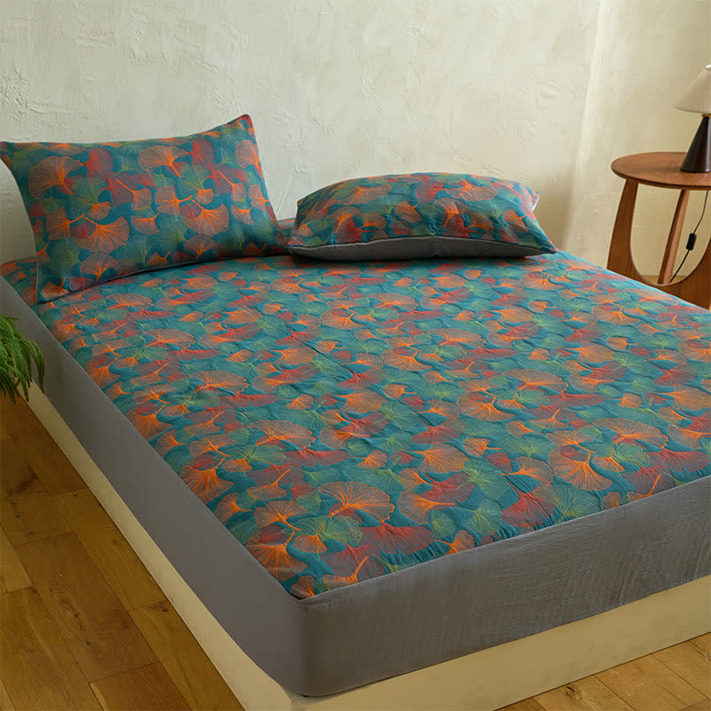 Ginkgo Leaf Cotton Gauze Fitted Sheet - image 2
