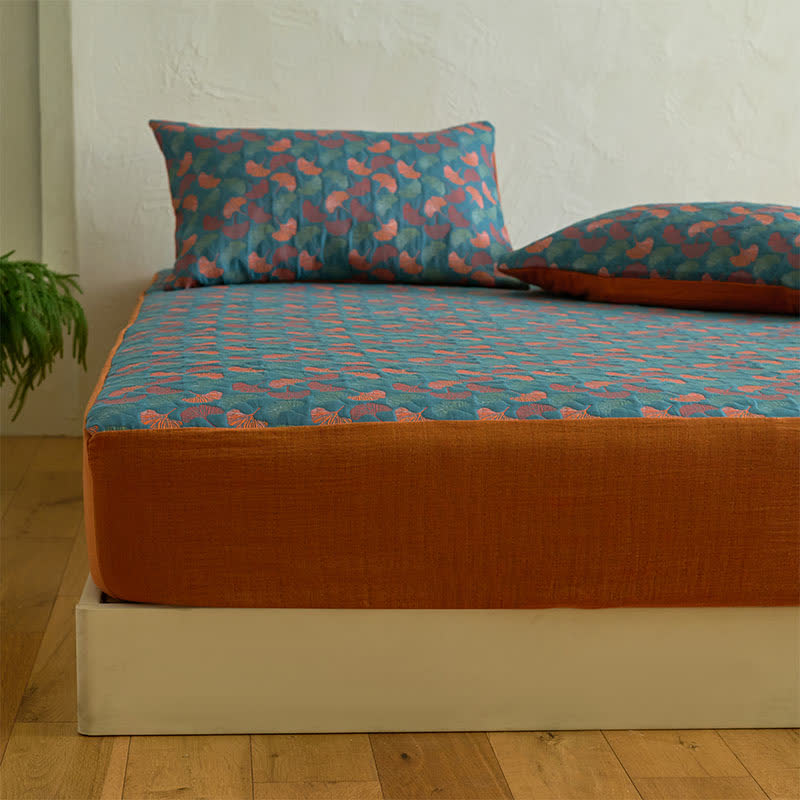 Ginkgo Cotton Gauze Jacquard Fitted Sheet - image 3