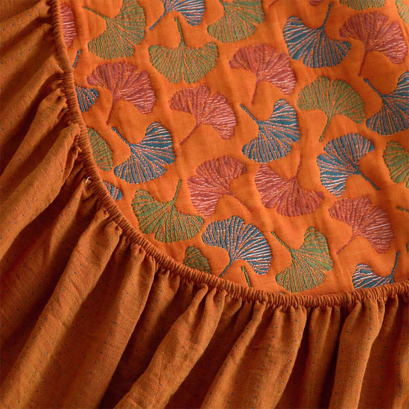 Ginkgo Cotton Gauze Jacquard Fitted Sheet - image 7