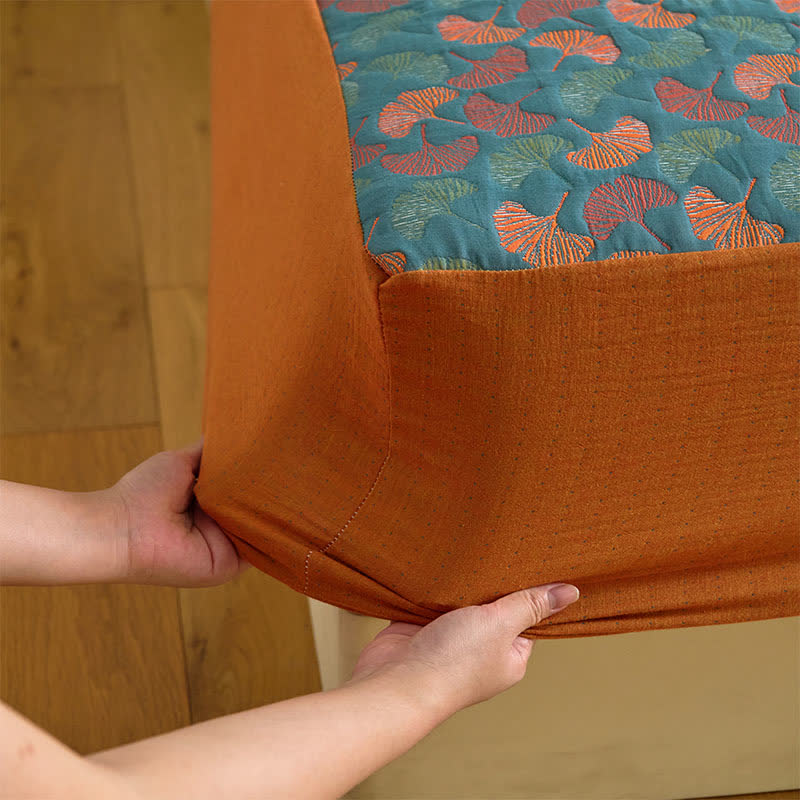 Ginkgo Cotton Gauze Jacquard Fitted Sheet - image 8