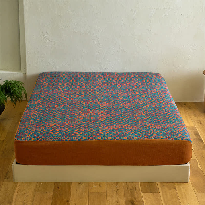 Retro Geometric Pattern Cotton Fitted Sheet - image 3