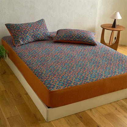 Ownkoti Retro Geometric Pattern Cotton Fitted Sheet - image 1