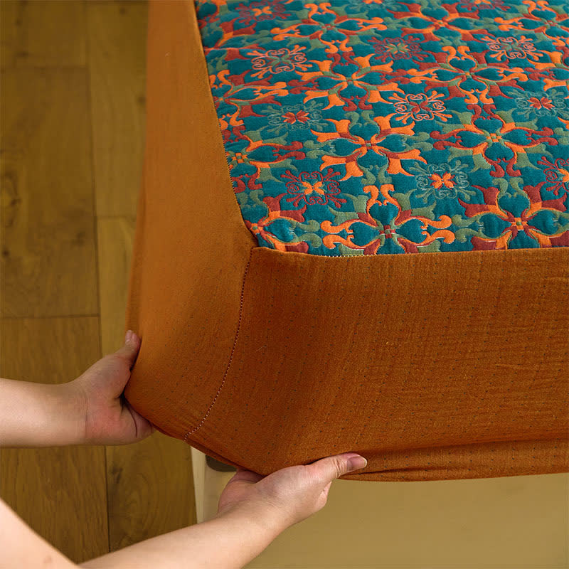 Retro Geometric Pattern Cotton Fitted Sheet - image 6