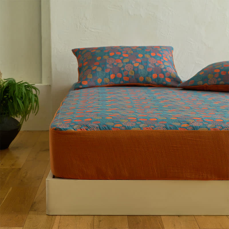 Leaf Print Cotton Gauze  Fitted Sheet - image 4